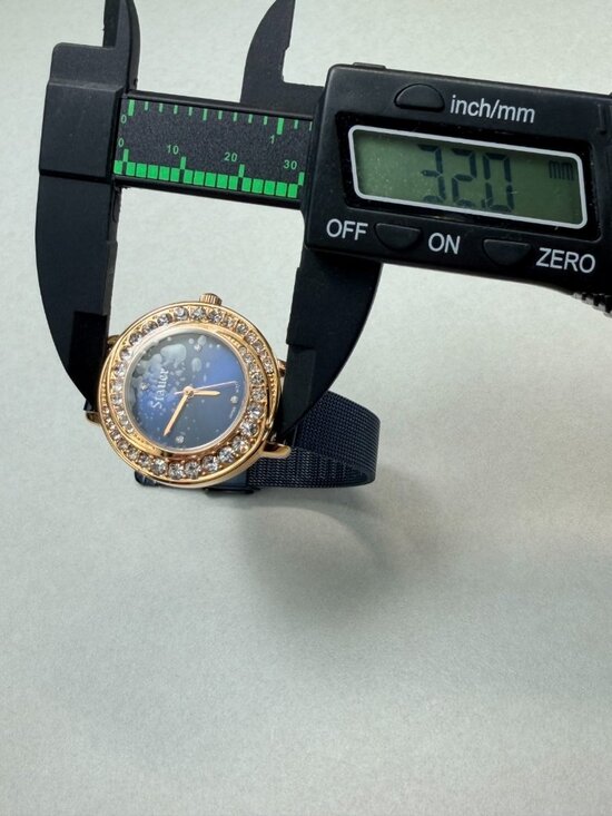 Stauer Crystal Bezel Blue Dial Ladies Watch Mesh Band Quartz main image 4